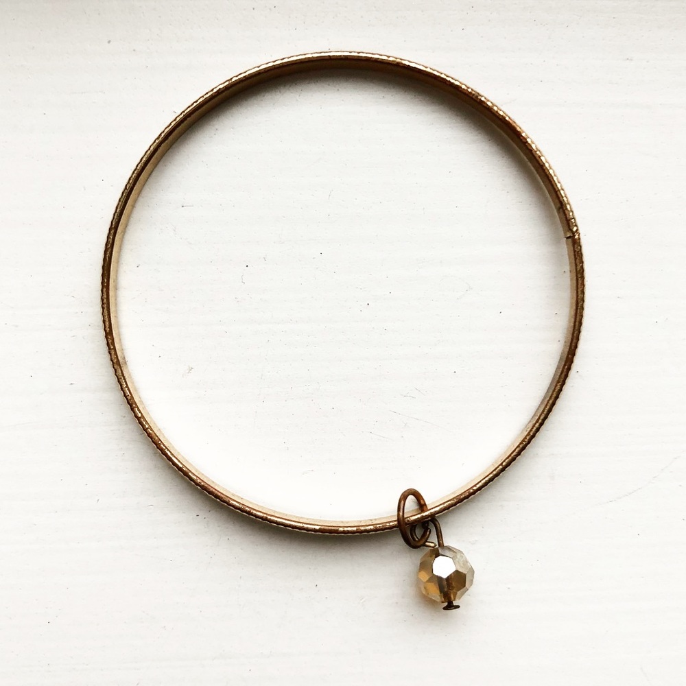 Vintage Thin Gold Stacking Bangle Charm Bracelet - image 1
